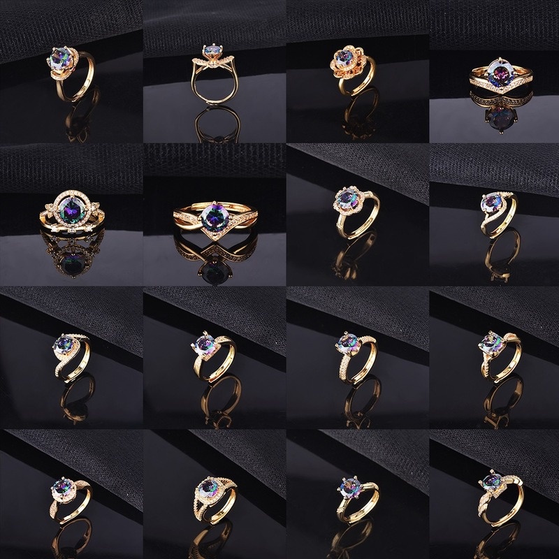 Fashion Inlaid Color Laser Diamond Ring