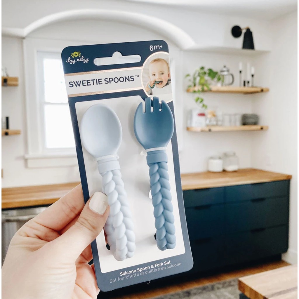 Itzy Ritzy Silicone Sweetie Spoon &amp; Fork Set Baby Utensil Set Sendok Garpu Anak Bayi Training Mpasi Kids Ana