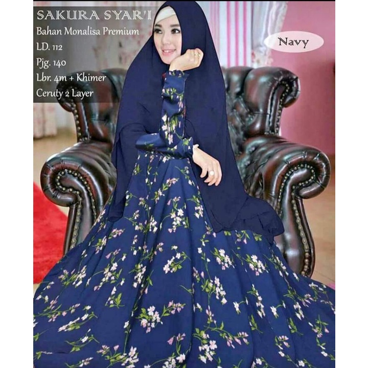 gamis syarii monalisa premium mini rose set khimar seruty bebydoll 2 layer