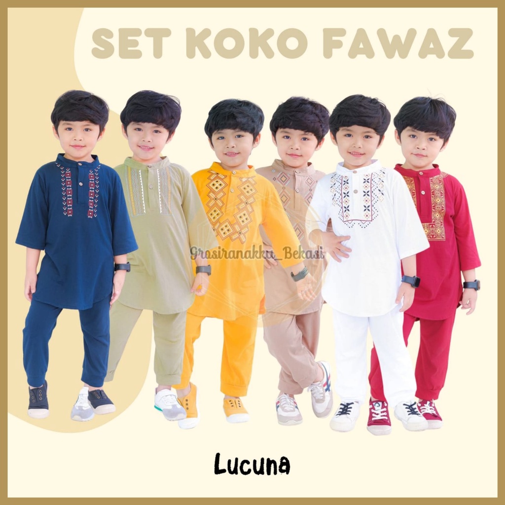 Setelan Koko Anak Fawaz Lucuna Mix Warna Size 1-5 Thn