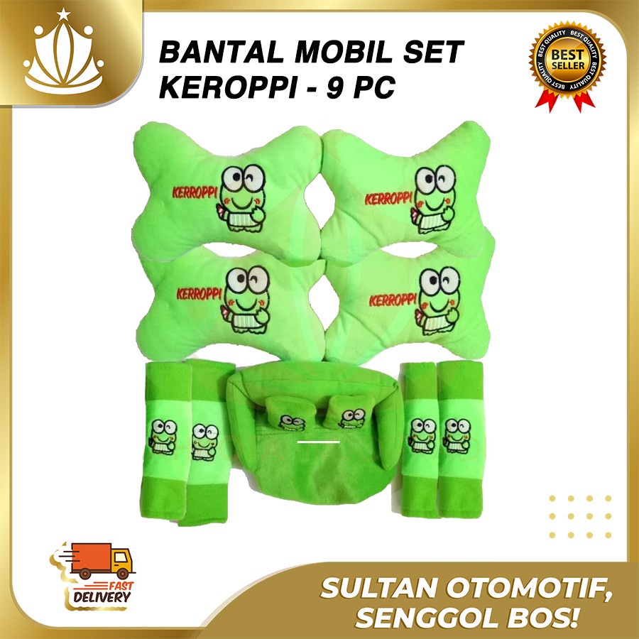 Bantal Jok Mobil KEROPI Set 9 PC / Bantal Leher Mobil KEROPPI 9 PC PROMO MURAH