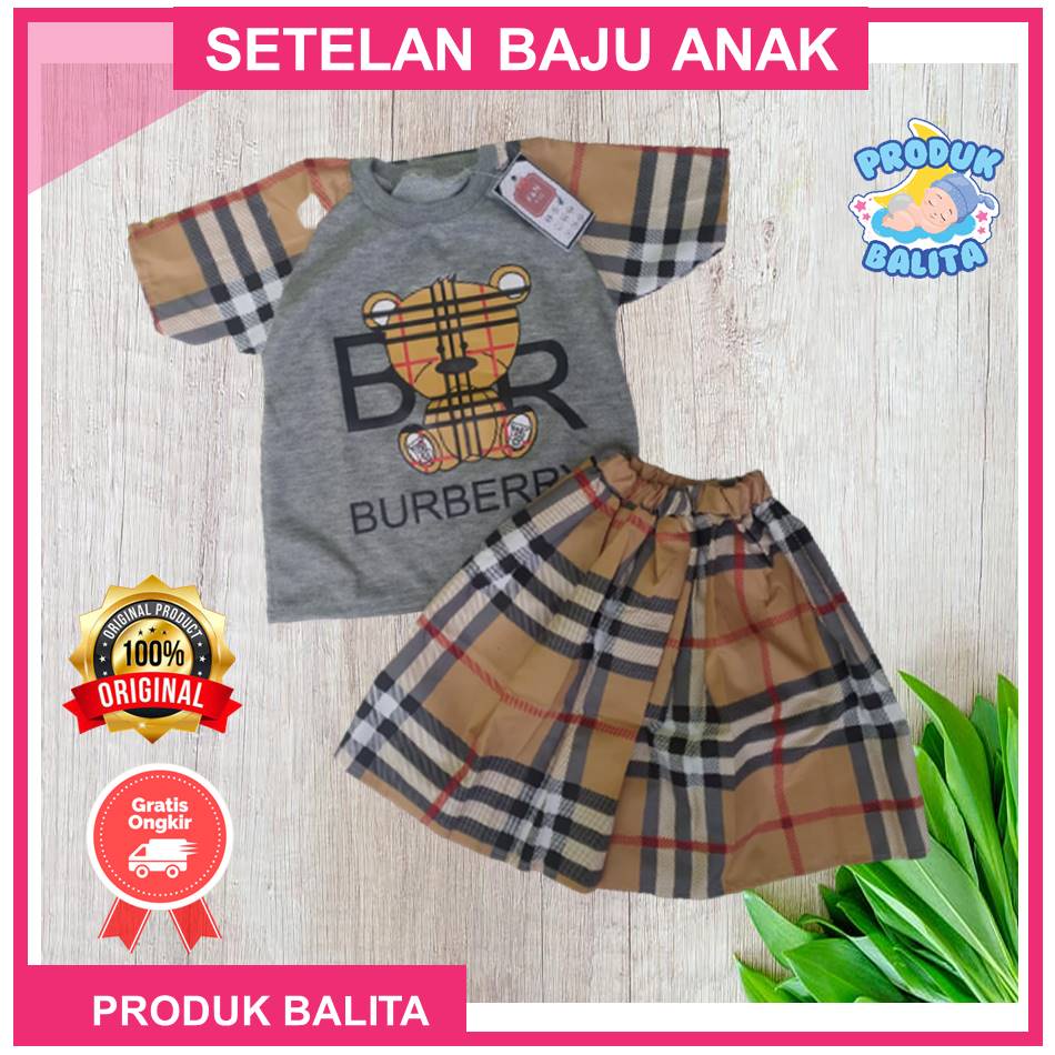 Setelan Rok Anak Perempuan Usia 1-5 Tahun Terbaru Set Baju Kaos Anak Cewek