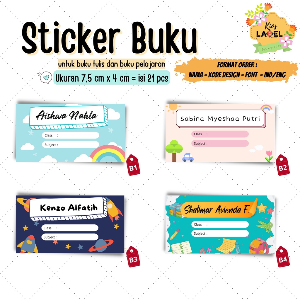 

[21 PCS] Stiker Label Nama Buku Pelajaran Warna Mengkilat Glossy Bisa Ditulis, Stiker Mapel