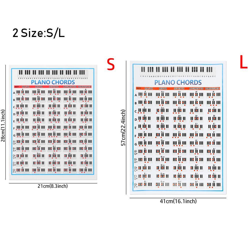 Chookyy Tablature Piano Chords 2ukuran Poster Instrumen Keyboard Siswa 88kunci Pemula