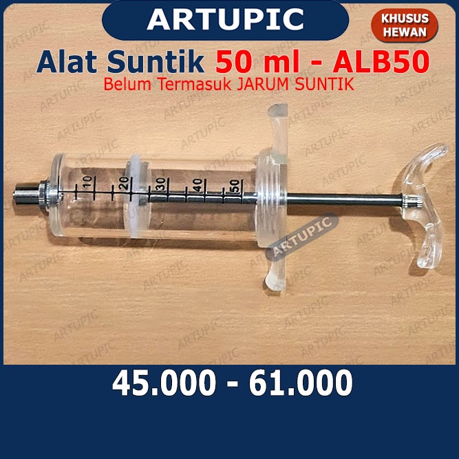 Alat Suntik 50 ml ALB50 Spuit Mika TPX Plastic Steel Syringe Hewan Besar Semi Auto Sapi Babi Kambing