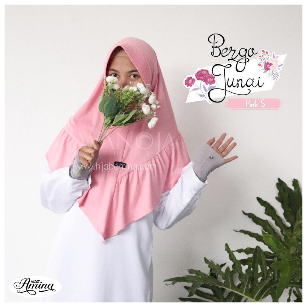 NEW BERGO JUNAI PINK BY WANOJA bergo mirip kiciks, BERGO MUSLIMAH, BERGO SYARI, BERGO DAILY..