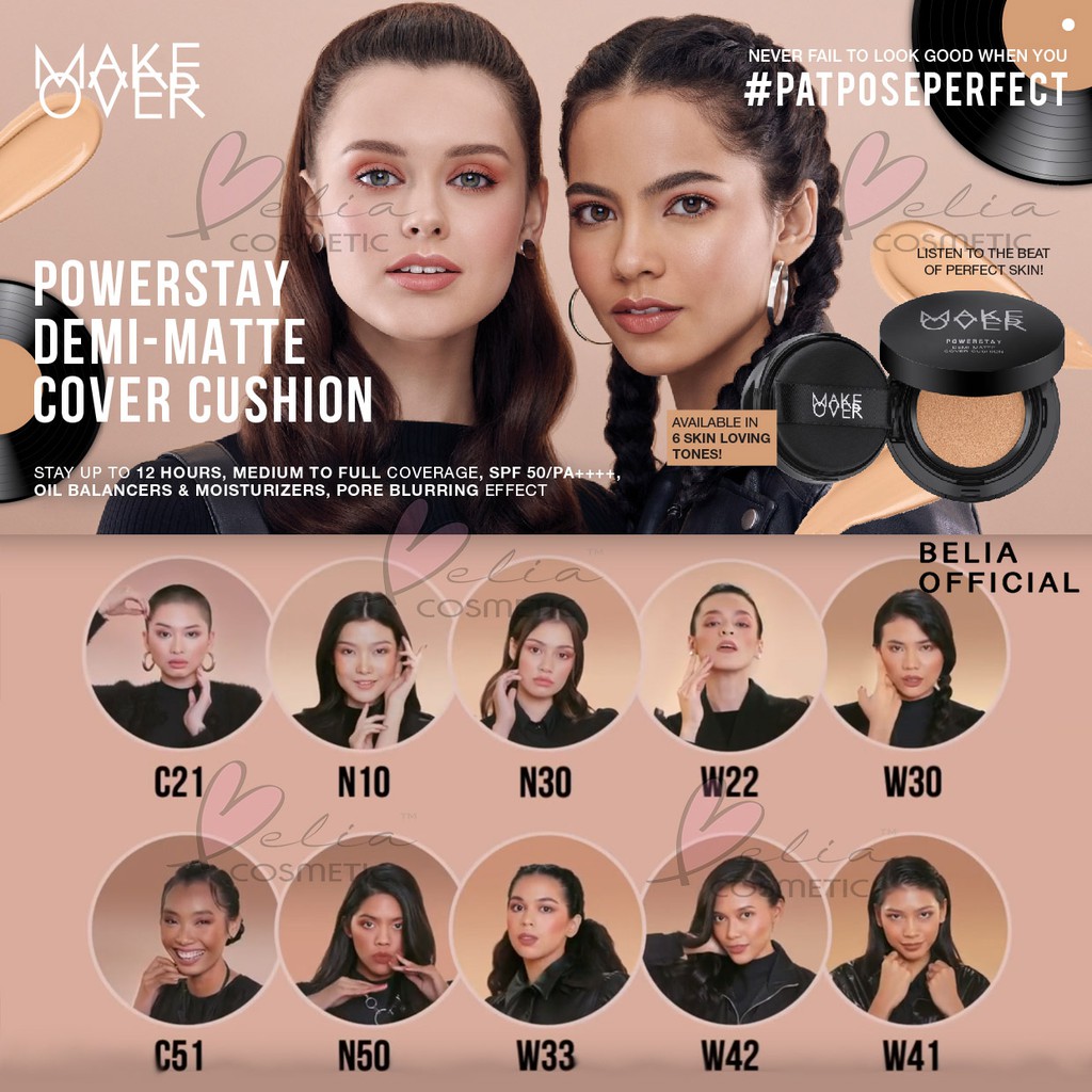 ❤ BELIA ❤ MAKE OVER Powerstay Demi Matte Cover Cushion 15g Fullsize Refill | MO cushion