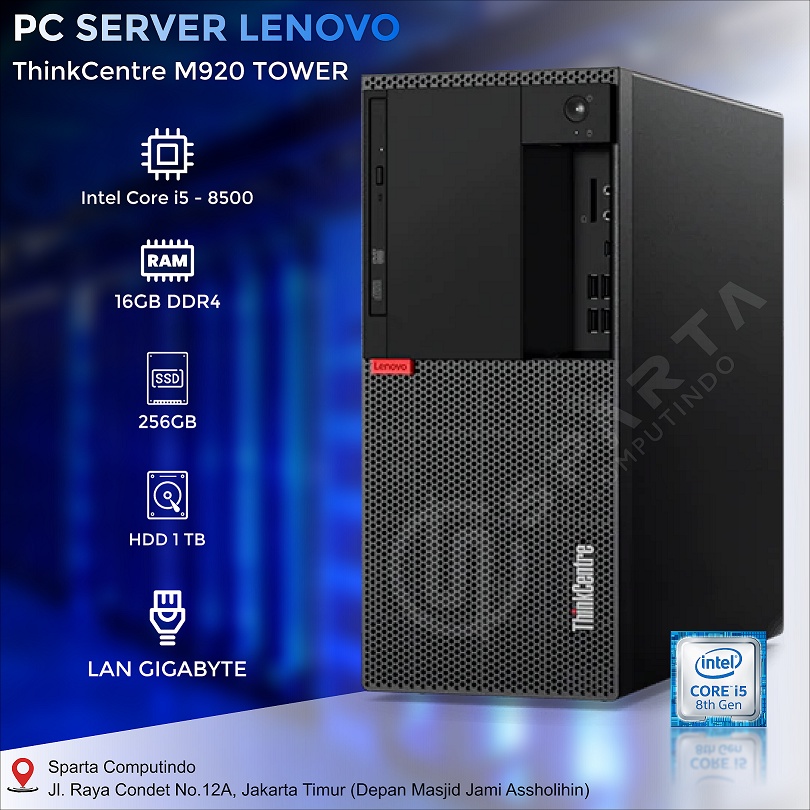 PC Server Lenovo M920T Tower Core i5 Ram 16Gb SSD 256Gb HDD 1Tb Dual LAN Gigabyte Murah Bergaransi