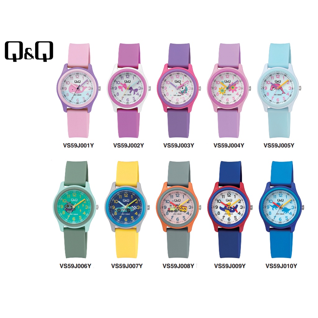 Jam Tangan Anak Lucu Colorful Rubber Analog Original Q&amp;Q QNQ QQ VS59 VS59J Series