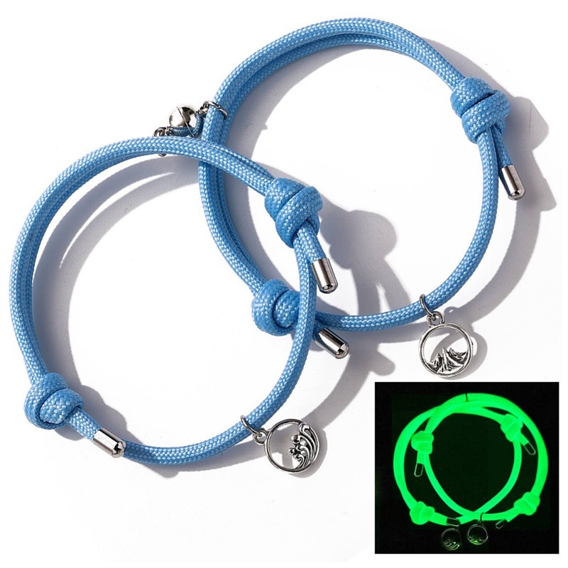 2pcs Gelang Magnetik Luminous Adjustable Untuk Pasangan