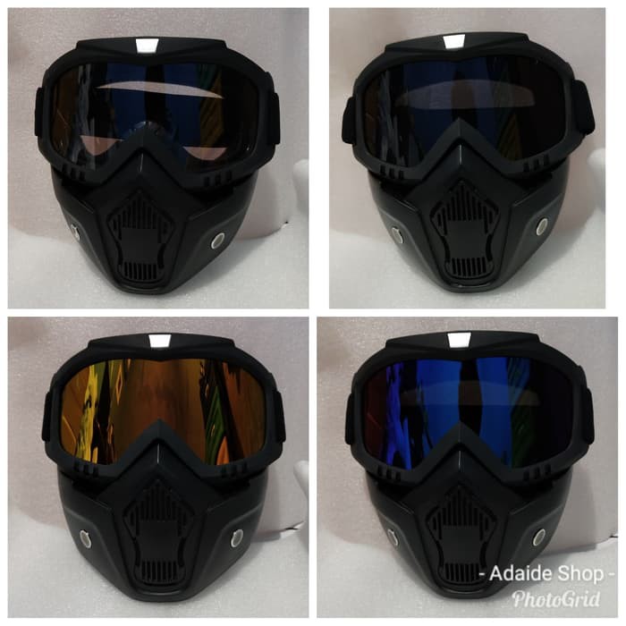 Kacamata google mask/trail/motocross/topeng helm half face - Silver