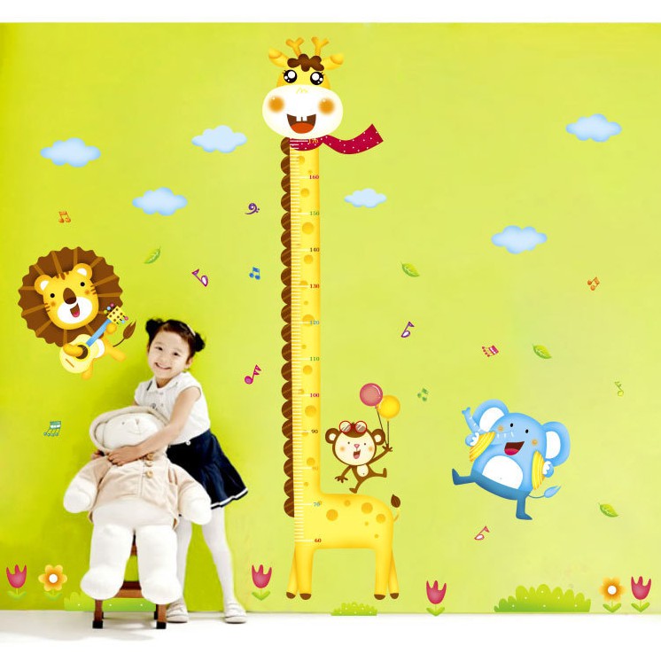 RELIZA WALL STICKER PENGUKUR TINGGI BADAN JERAPAH ANIMAL GROW UP STIKER DINDING XY 1105