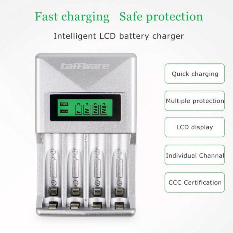 Charger Baterai 4 Slot AA AA LCD Display for AA AAA NiMh NiCd - Original Taffware