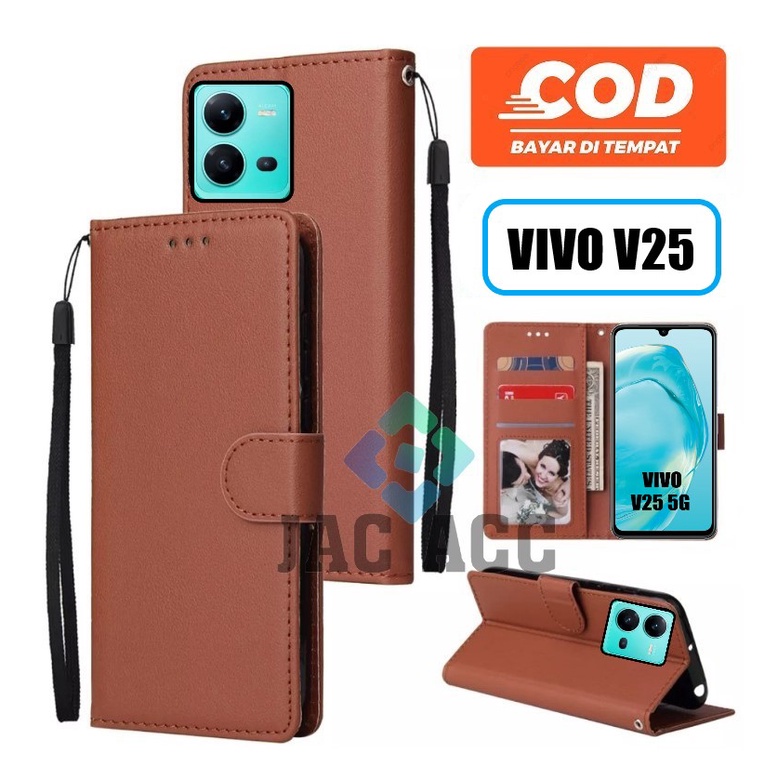 NEW DOMPET HP UNTUK VIVO V25 (5G) NEW 2022 LEATHER FLIP CASE UNTUK VIVO V25 (5G) NEW 2022