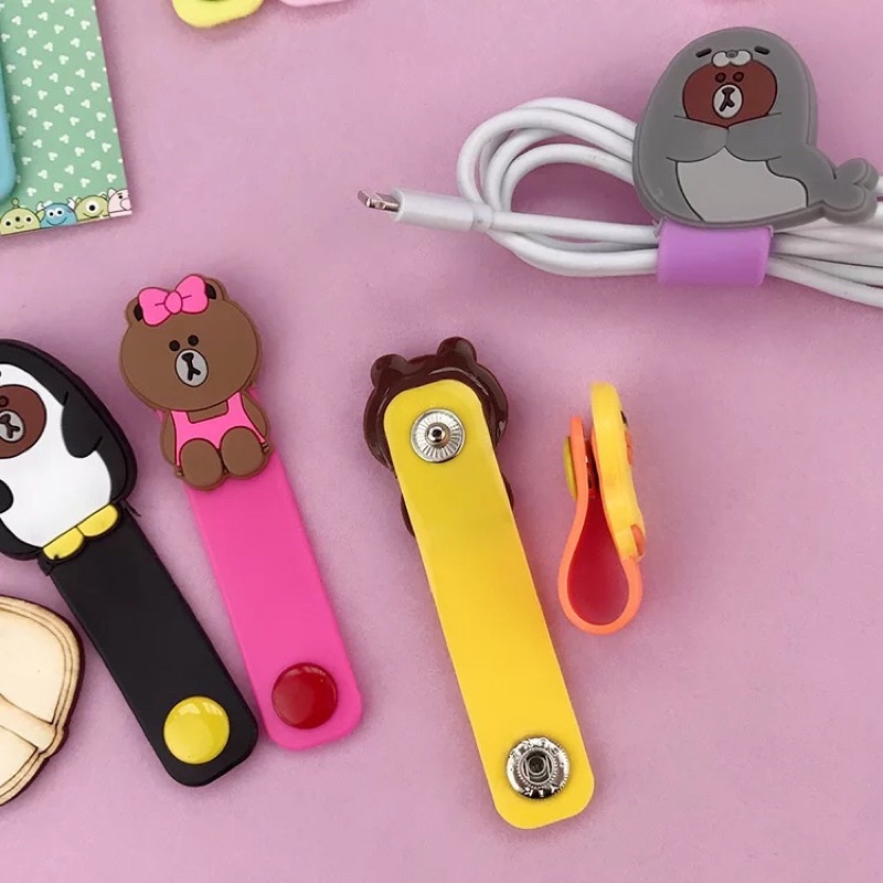 Cute Cartoon USB Cable Bobbin Winder Data Protector Earphone Wire Cord Organizer Holder Management Wrap Clips Winder Ready Stock