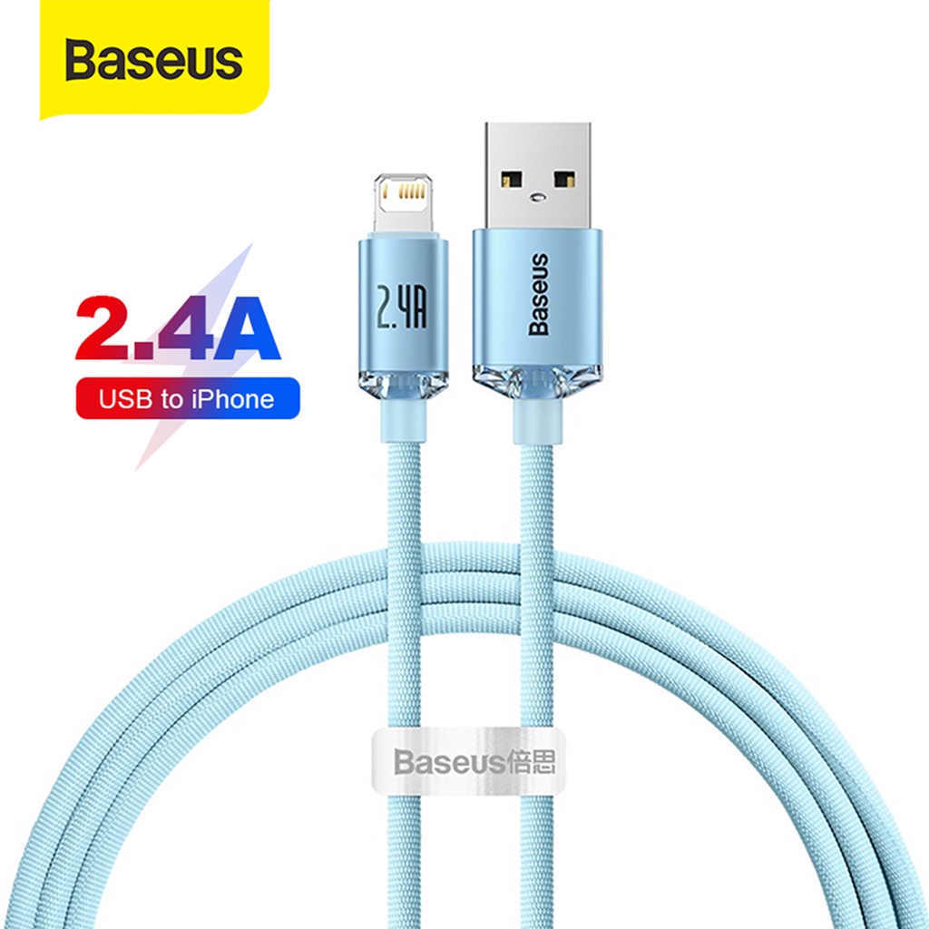 Baseus Crystal Shine Kabel Data iPhone Cable USB to Lightning Fast Charging 2.4A  2M