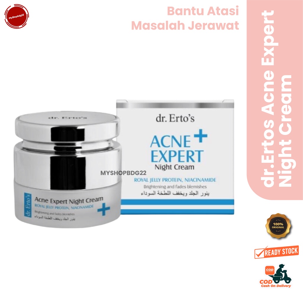 Dr Ertos Acne Expert Night Cream Krim Malam Perawatan Kulit Wajah Berjerawat By Myshopbdg22
