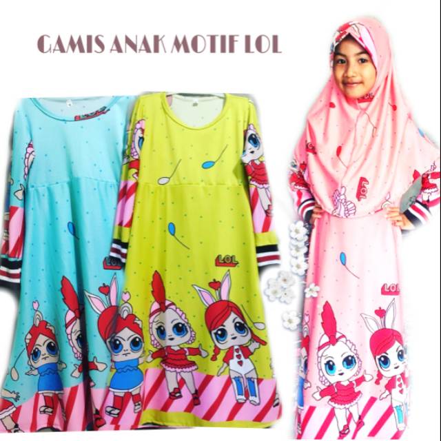 Gamis Anak motif LOL umur 1-4th