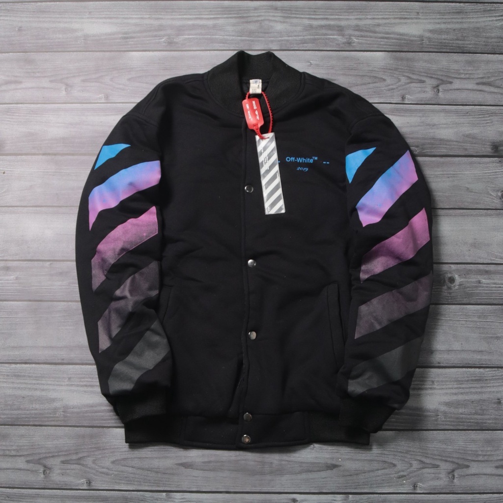 Jaket Varsity Pria Off White Gradien Jaket Varcity Pria Jaket Baseball Original