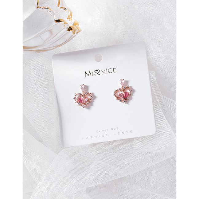 LRC Anting Tusuk Fashion Love Heart Stud Earrings D63763