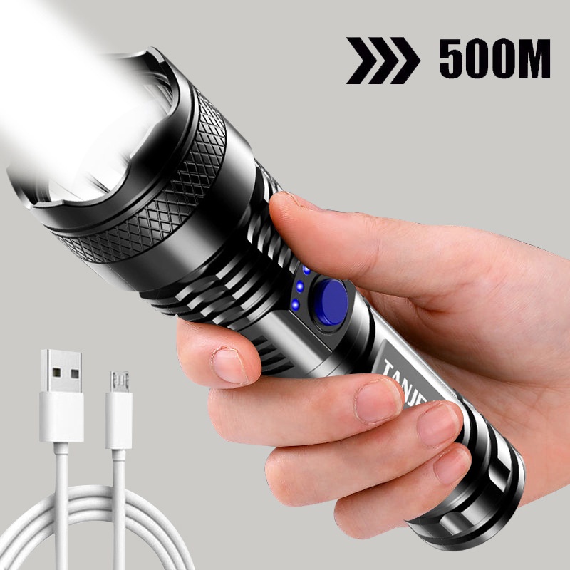 Lampu Senter LED Portable Multifungsi Bahan ABS Dengan USB Rechargeable