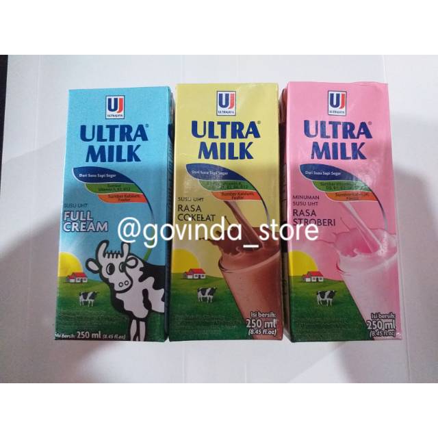 

SUSU CAIR, ULTRA MILK 250ml FULL CREAM,COKLAT,STROWBERY