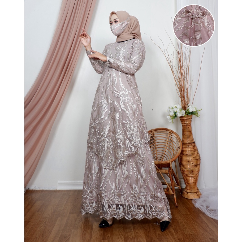 Kebaya Gamis Tingkat Runcing Claudia NK / Kebaya Gamis Pesta Mewah / Gamis Kondangan / Dress Brokat