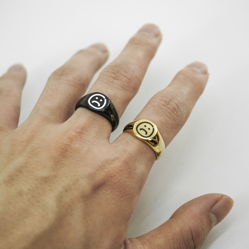 FF SIGNET RING (SMILEY - SADDEY) - Gold