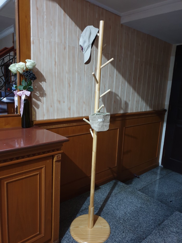 Granty Bedroom Hanger Clothes Rack Standing Wooden Floor