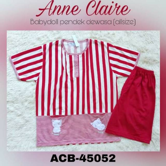 BABYDOLL PENDEK ALLSIZE DEWASA MERAH SALUR