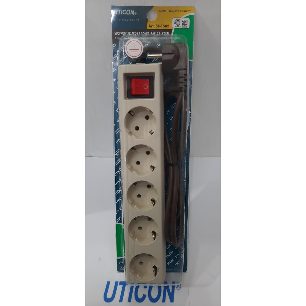 STOP KONTAK 5 LUBANG SAKLAR ON OFF + KABEL 1.5M UTICON ST-1582