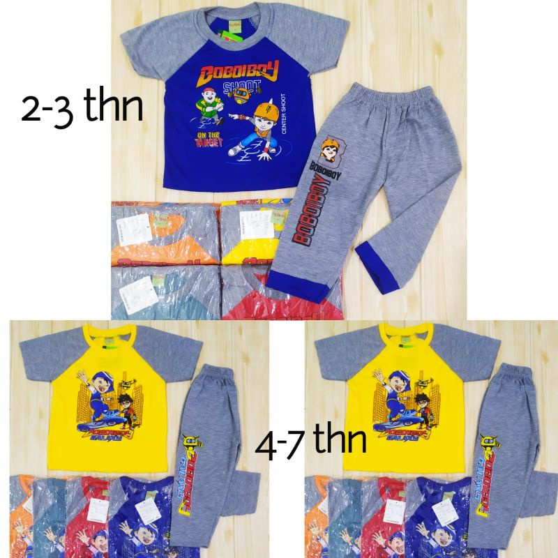 SETELAN CP RIKO POP IT ULTRAMAN SPIDERMAN TRANSFORMERS 2-7 THN BAJU ANAK-Boboiboy