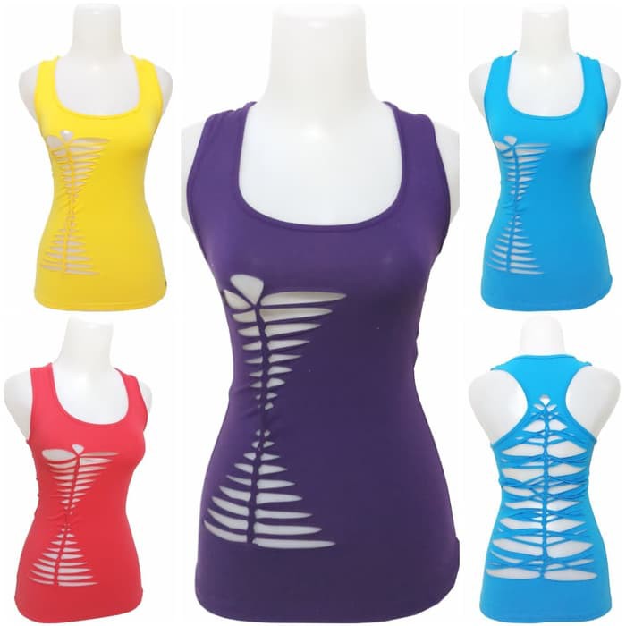 baju senam aerobic zumba sobek tanktop senam sobek yoga unik murah 1