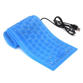 Flexibel Keyboard USB Keyboard Fleksibel Anti Air-biru