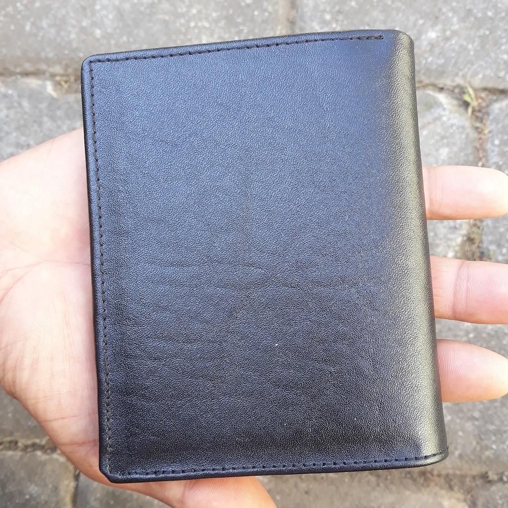 Dopet Kulit Pria Wanita Dompet Kulit Warna Hitam Lipat