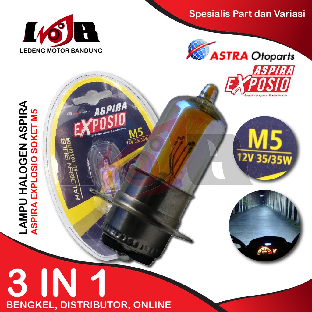 Aspira Bohlam Halogen Exposio Lampu Depan Motor All Season M5 12V 35W Universal Matic Bebek Sport