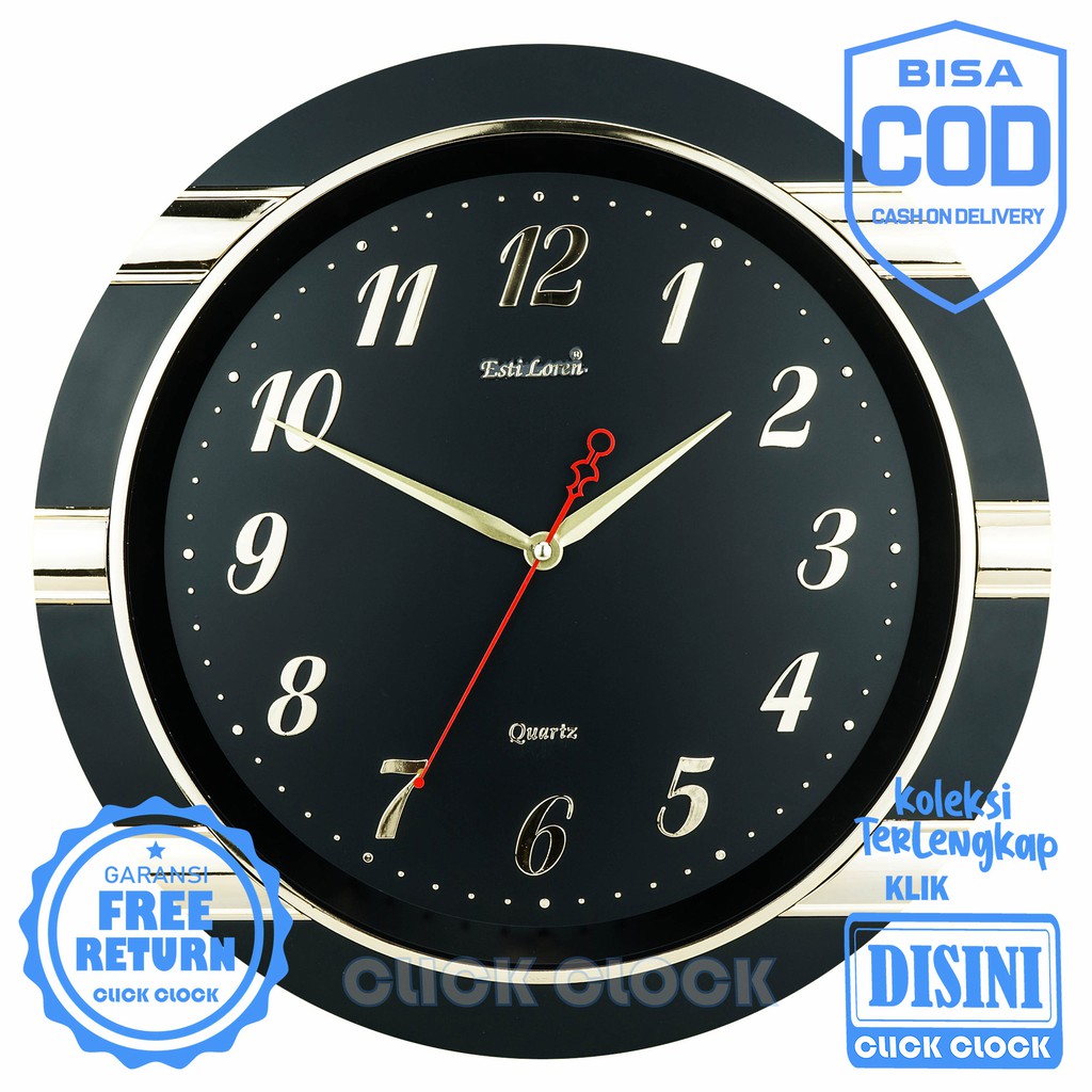 Jam Dinding Polos Unik Wall Clock Hasan Dinding Bagus Murah ESTILOREN CR S2036 DB/RB