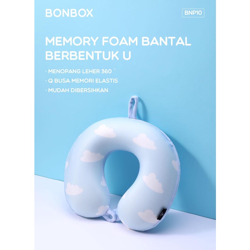NECKPILLOW Bonbox Bantal Leher Busa Elastis Travel Multifungsi 2 in 1 Bantal U 360° dengan Kancing Sarung Bisa Dilepas BNP10