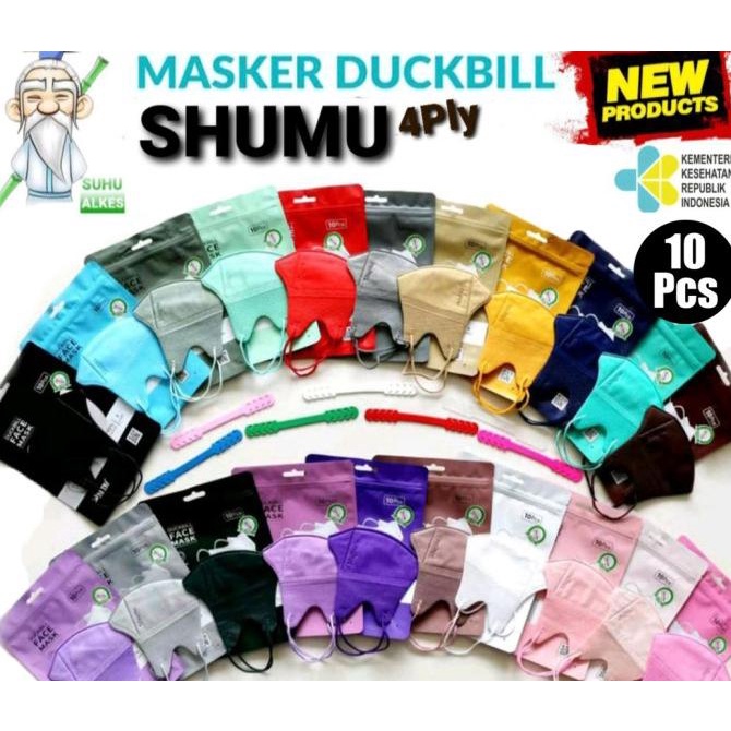 Masker Duckbill SHUMU 4Ply 3D Putih Mask Medis KEMENKES 1Box 20Pcs