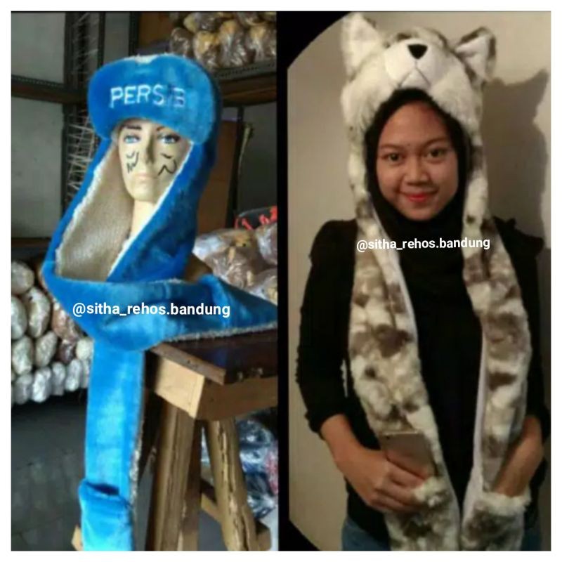 READY TOPI KUPLUK DEWASA BULU LEMBUT PANJANG PERSIB SALJU ESKIMO SAKU SELFIE BORDIR LONG ANIMAL HAT