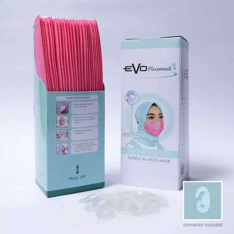 Evo plusmed masker 4d model hijab warna pink