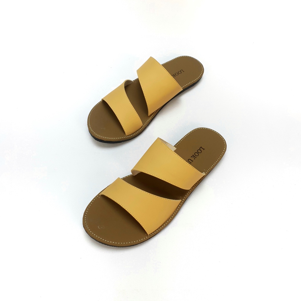 Sandal Kulit Wanita Sandal Slide Wanita Sol Karet Anti Licin Look Up Sandal Kekinian Termurah Lookup - LENKA