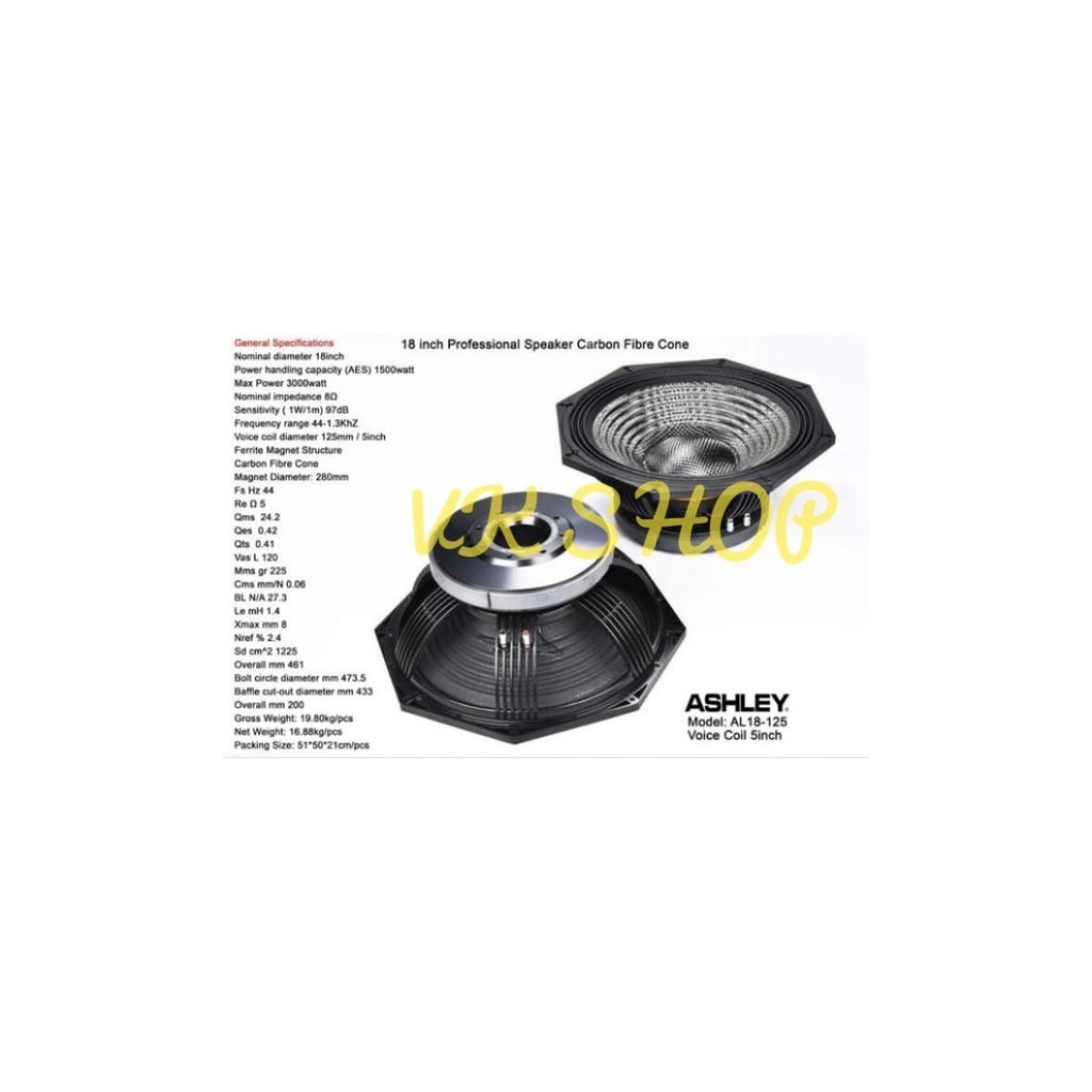 Speaker Component Ashley Carbon AL18-125 Original 18 inch AL18125