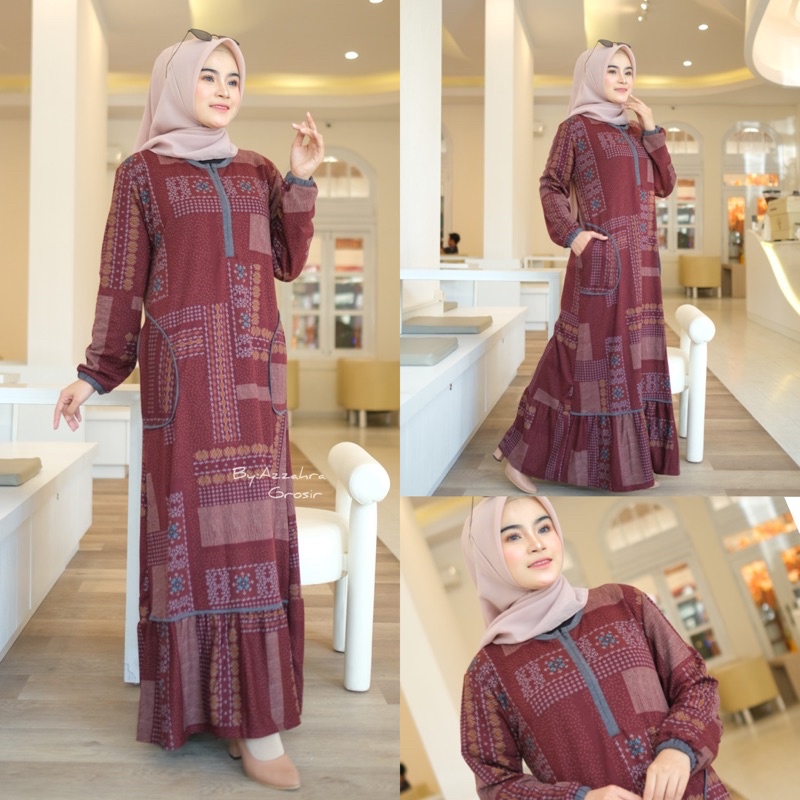 Nori Maxy Rample - Gamis Diana Denim LD105+ Busui Rample / 222-6898