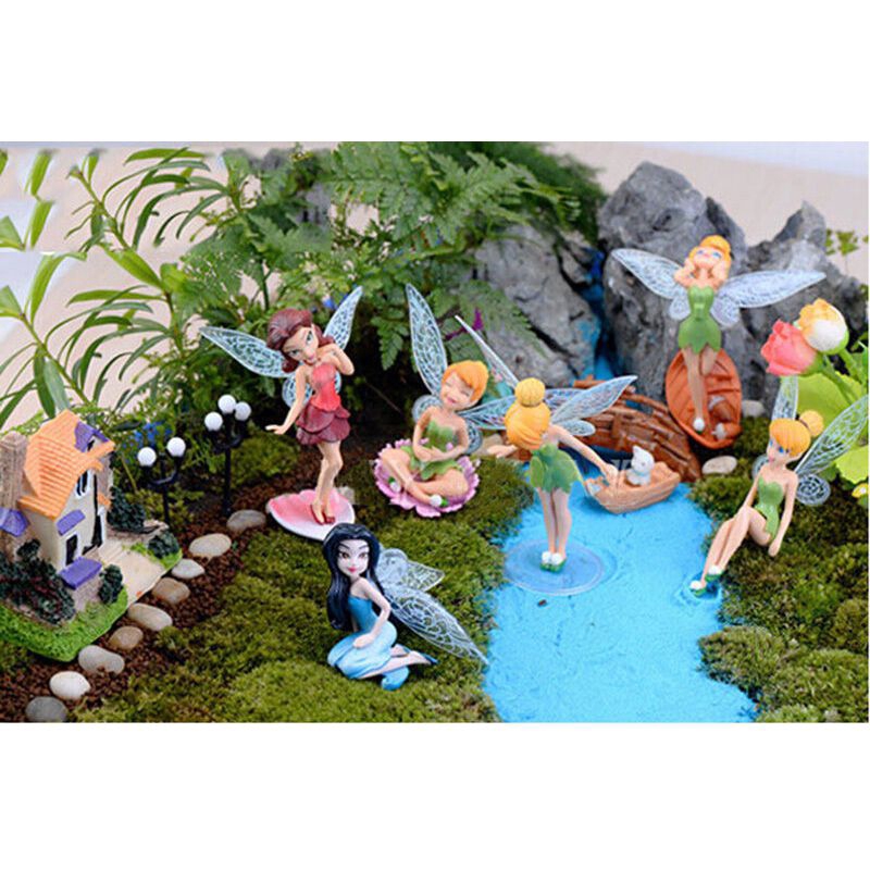 6pcs Flower Fairy Pixie Fly Wing Family Miniature Dollhouse Garden_Decor