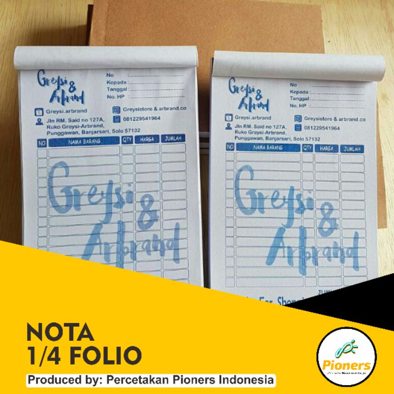 

Cetak Nota 1/4 Folio