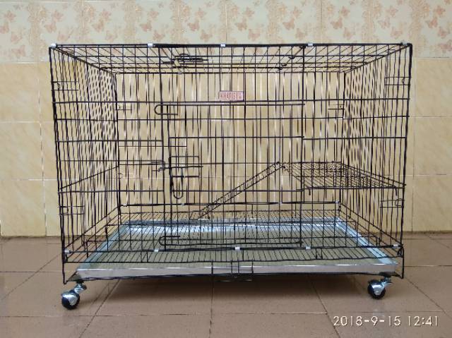 Kandang kucing lipat roda jumbo P 95  XXL (Kode : 04Rd)