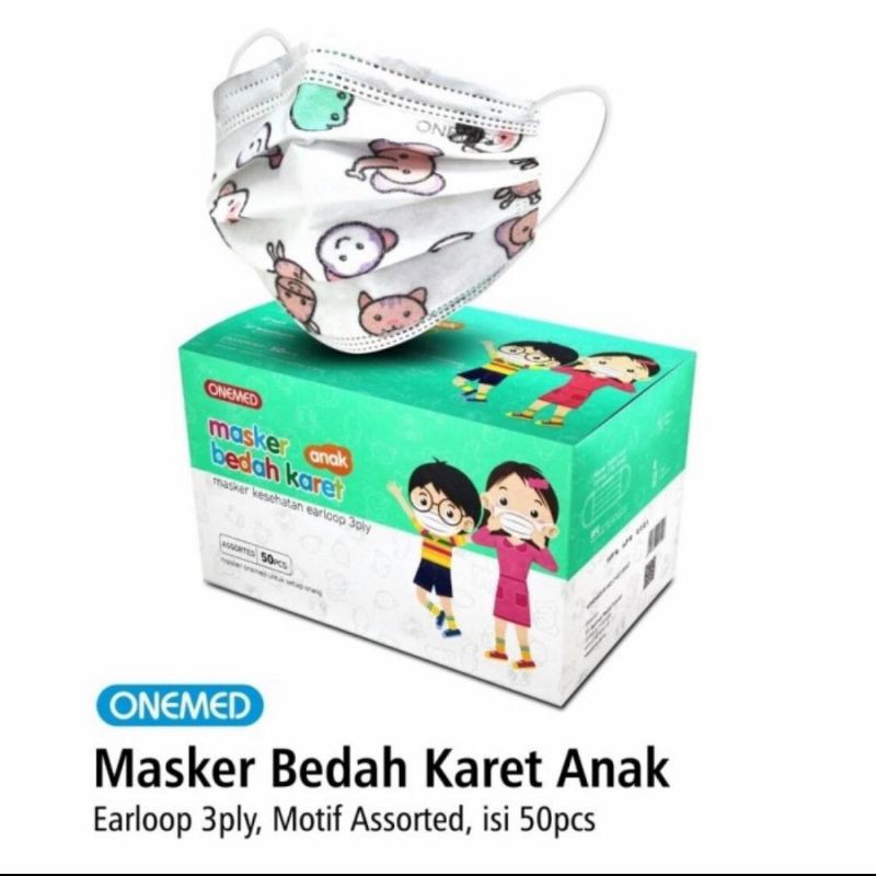 Masker Bedah 3 ply anak one med 50/Masker Medis Anak