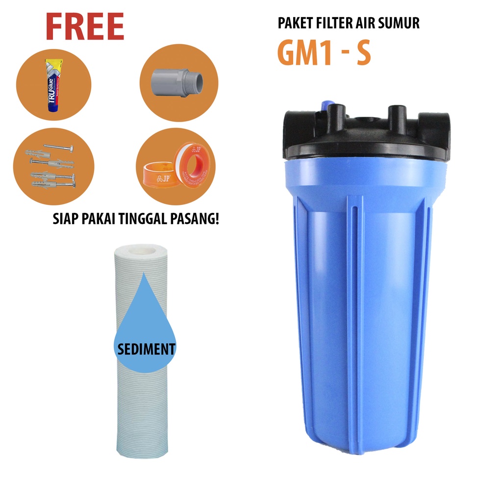 Filter Air Toren / Berlumpur Paket Filter Air GM 1 Filter Sedimen Blue - KINNOYAMA