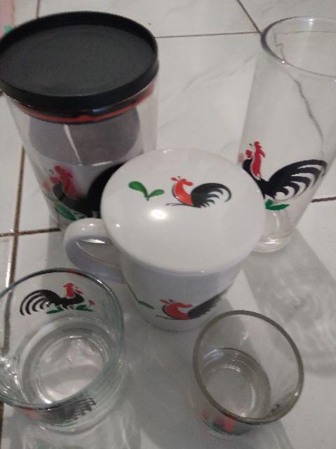 Toples Kaca Tinggi Ayam Jago / Ukuran 650ml / Jar Kaca